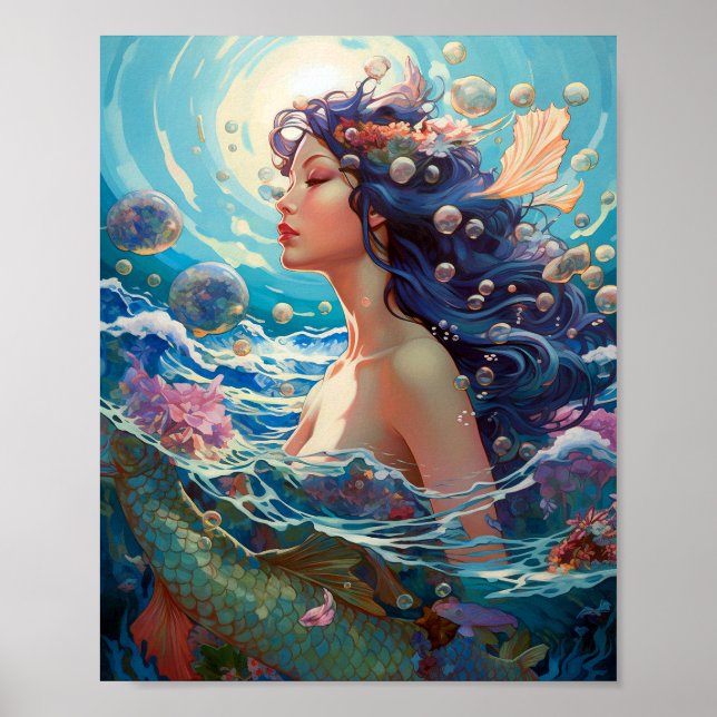 Poster Mermaid Sea Goddese Fantasy Art (Frente)