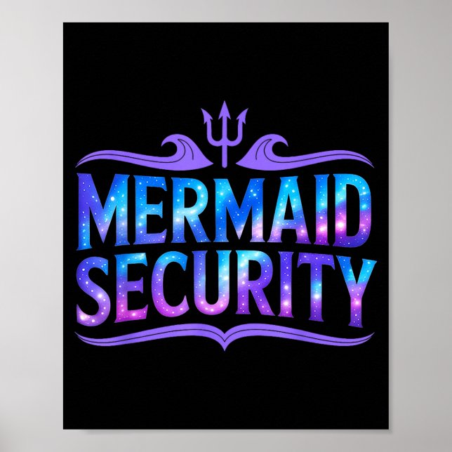 Poster Mermaid Security Funny Dad Father Daughter Birthda (Frente)
