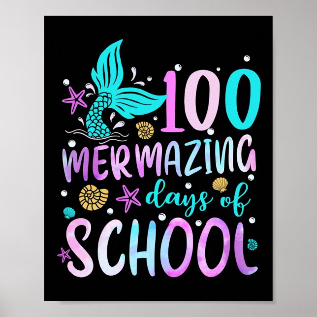 Poster Mermaid Tail 100 Dias de Mermasterização de School (Frente)