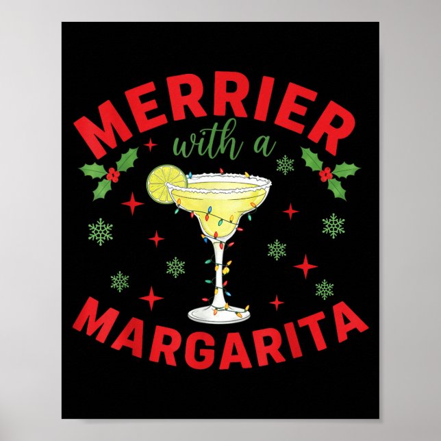 Poster Merrier With A Margarita Christmas Party Holiday T (Frente)