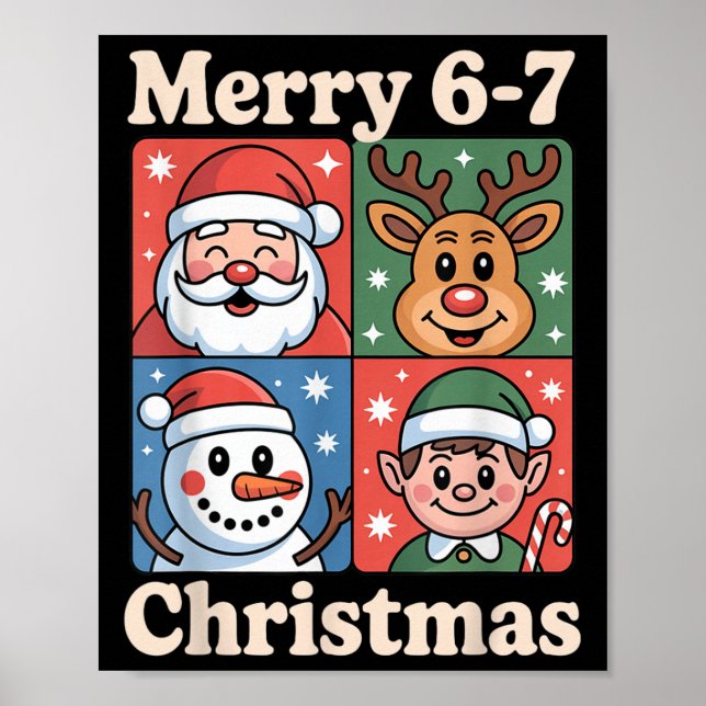 Poster Merry 6 7 Six Seven Meme Christmas Women Men Kids  (Frente)