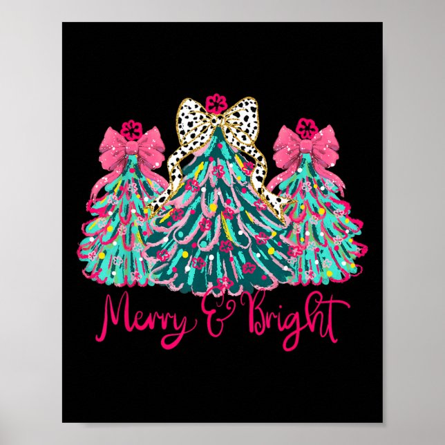 Poster Merry And Bright Christmas Tree Coquette  (Frente)