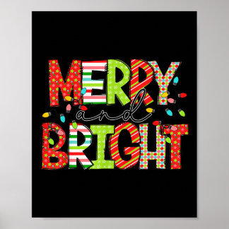 Poster Merry And Bright Christmas Women Girls Kids Toddle