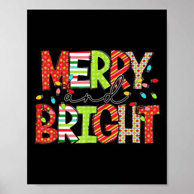 Poster Merry And Bright Christmas Women Girls Kids Toddle (Frente)