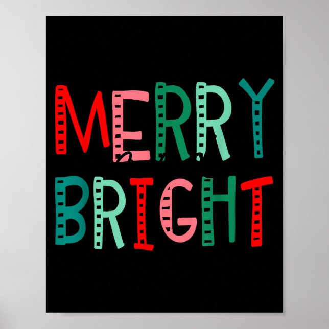 Poster Merry And Bright Christmas Women Girls Kids Toddle (Frente)