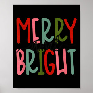 Poster Merry And Bright Christmas Women Girls Kids Toddle