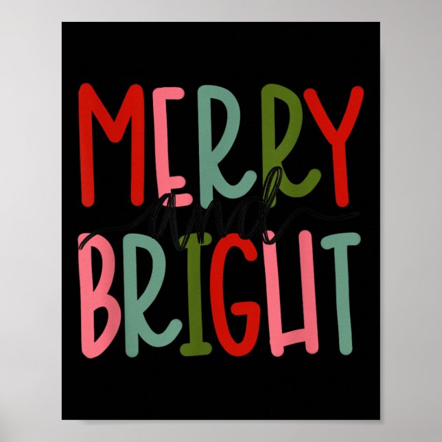 Poster Merry And Bright Christmas Women Girls Kids Toddle (Frente)