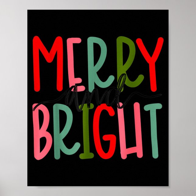 Poster Merry And Bright Christmas Women Girls Kids Toddle (Frente)