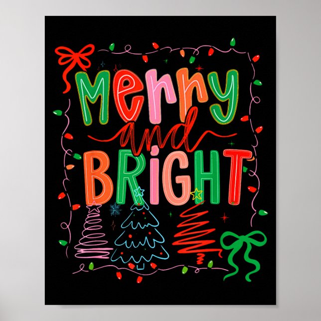 Poster Merry And Bright Coquette Bow Christmas Tree Women (Frente)