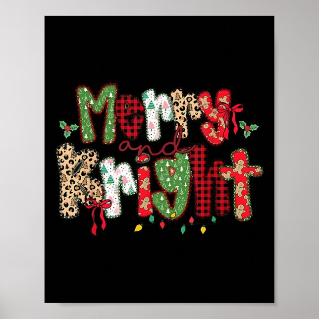 Poster Merry And Bright Cute Christmas Holiday Coquette B (Frente)