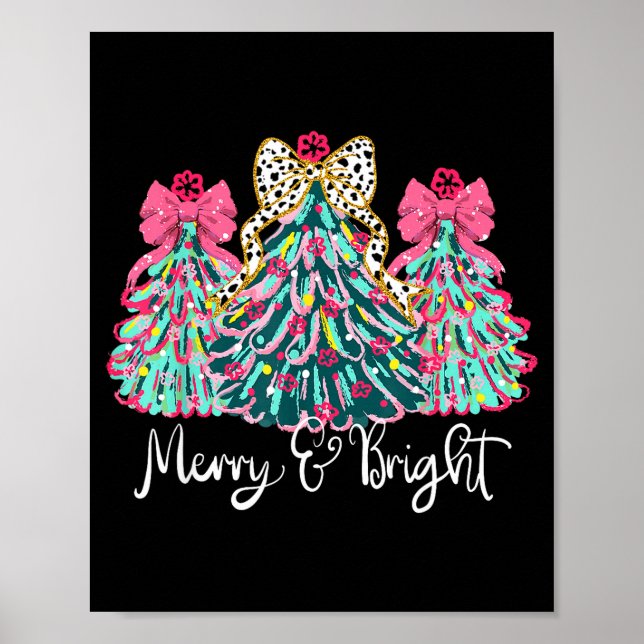 Poster Merry And Bright Nk Christmas Tree Xmas Holiday Wo (Frente)