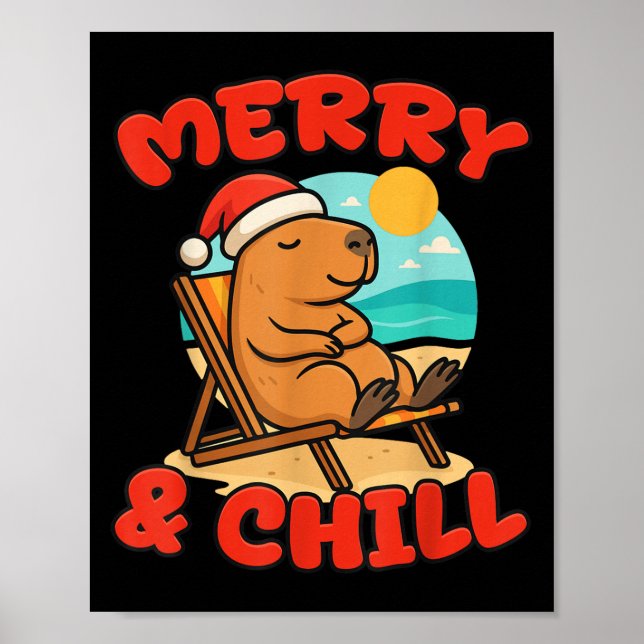 Poster Merry And Chill Capybara _ Funny Cute Capybara San (Frente)