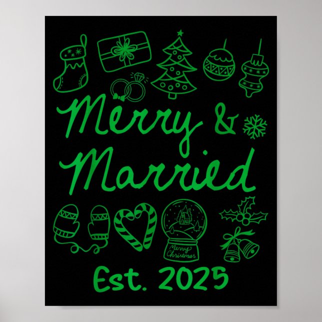 Poster Merry And Married Est 2025 Christmas Couples Match (Frente)