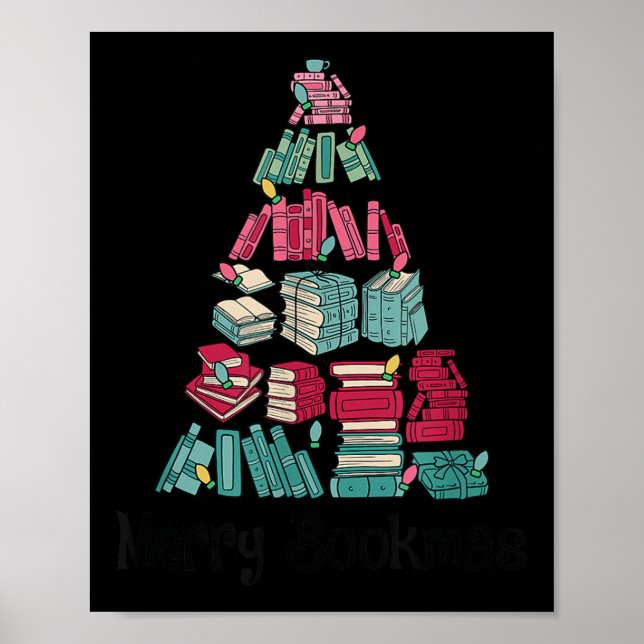 Poster Merry Bookmas Books Ne Tree Funny Reading Lover Ch (Frente)