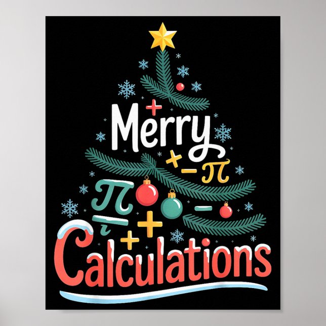 Poster Merry Calculations Funny Math Teacher Christmas  (Frente)