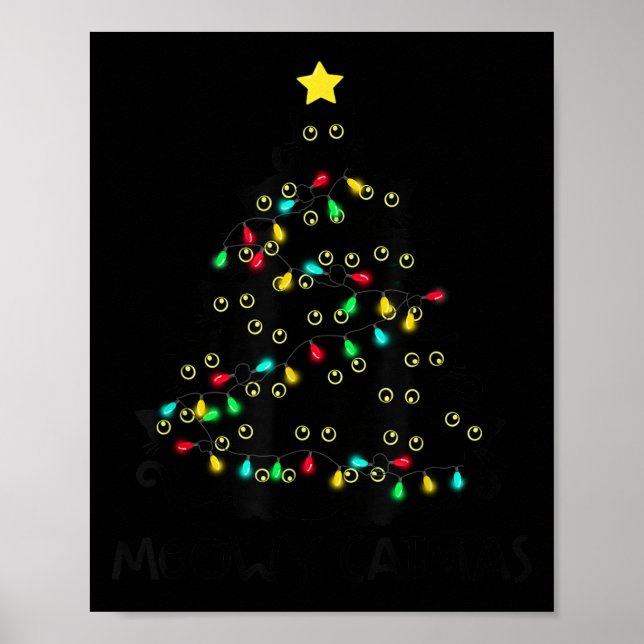 Poster Merry Catmas Cat Christmas Tree Kids Girls Boys Me (Frente)
