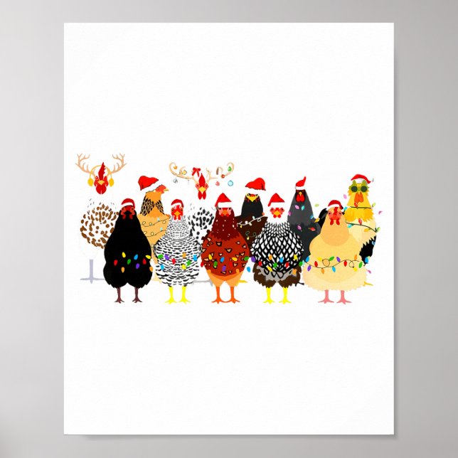 Poster Merry Chickmas Chicken Christmas Ornament Lights S (Frente)