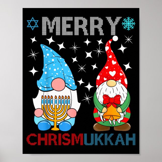 Poster Merry Chrismukkah Funny Gnomes Christmas And Hanuk (Frente)