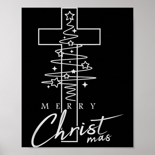 Poster Merry Christ Mas Christian Christmas Jesus Christm (Frente)