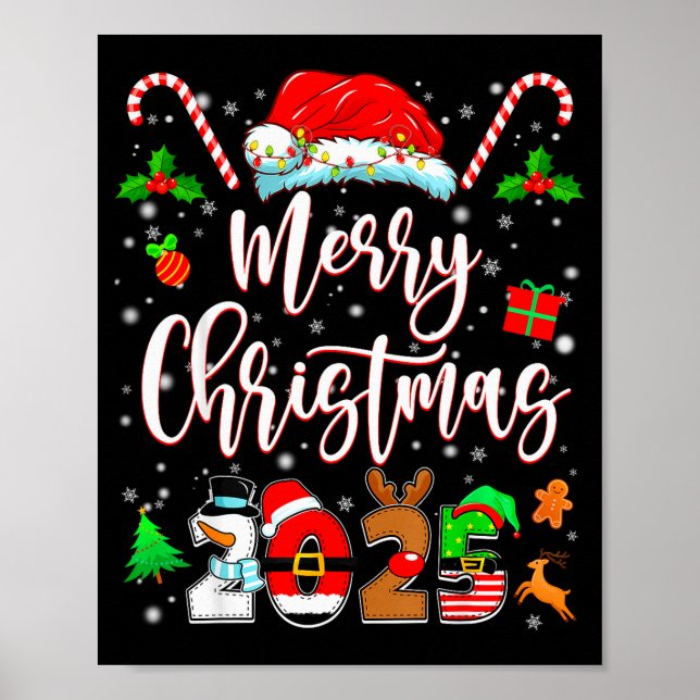 Poster Merry Christmas 2025 Family Matching Pajamas Xmas  (Frente)