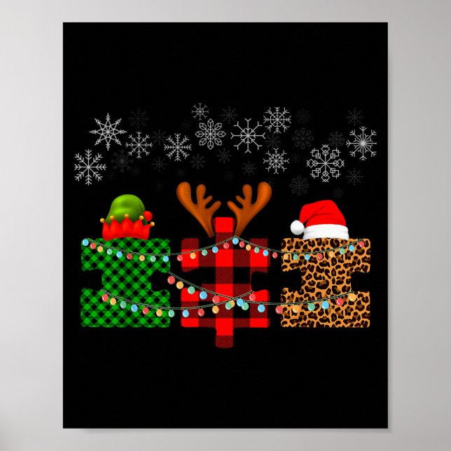 Poster Merry Christmas And Snowflakes Autism Merry Christ (Frente)