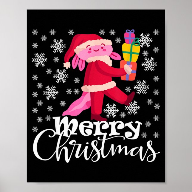 Poster Merry Christmas Axolotl Funny Christmas Snowflakes (Frente)