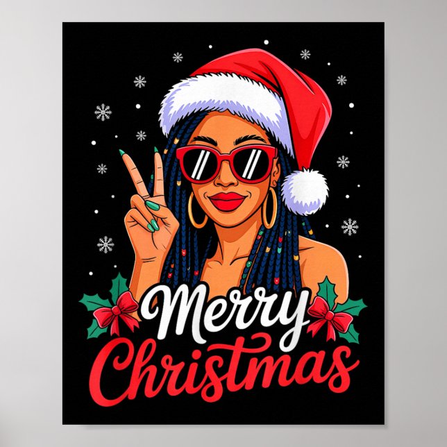 Poster Merry Christmas Black African Girl American Melani (Frente)