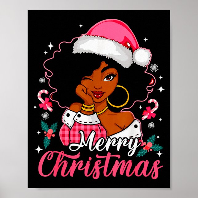 Poster Merry Christmas Black Afro African American Girl S (Frente)