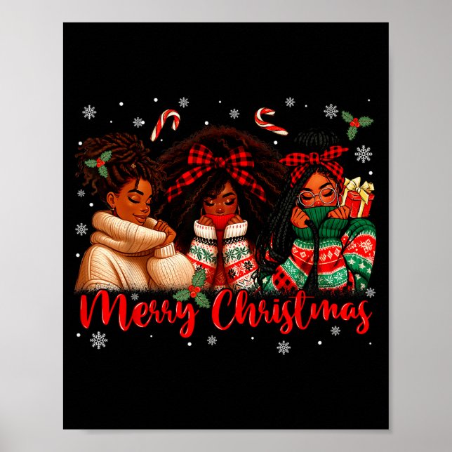 Poster Merry Christmas Black Queen Girl African Santa Mel (Frente)