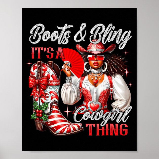 Poster Merry Christmas Boots &amp; Bling Its A Cowgirl Th (Frente)