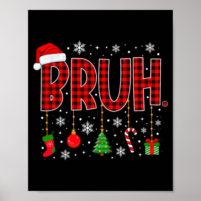 Poster Merry Christmas Bruh Buffalo Plaid Retro Xmas Men  (Frente)