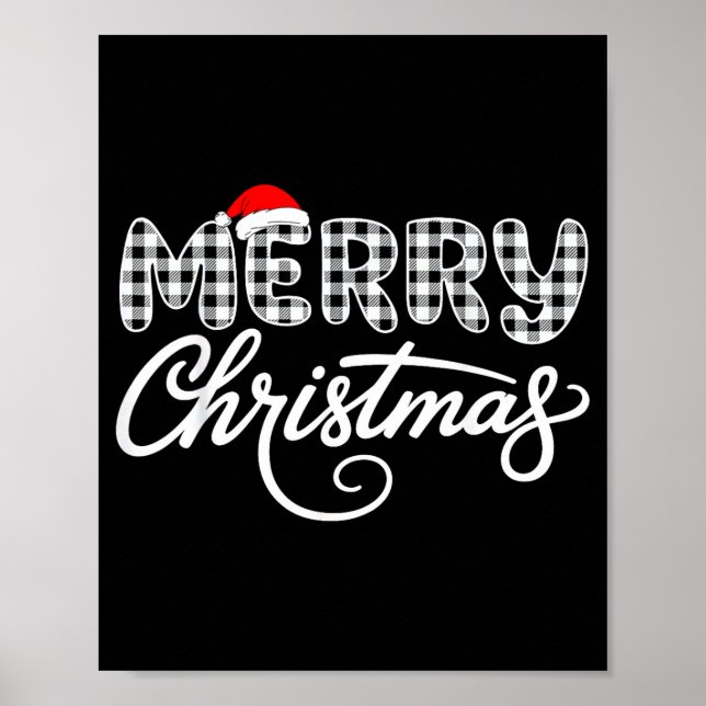 Poster Merry Christmas Buffalo Black And White  (Frente)