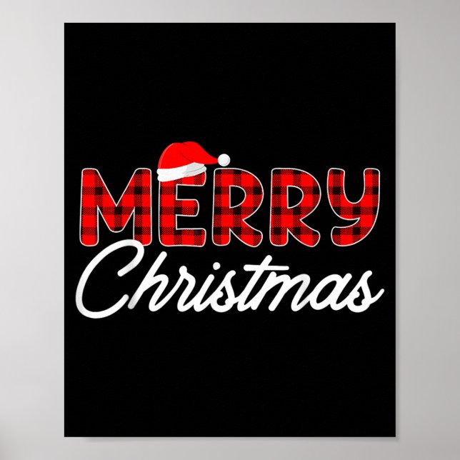 Poster Merry Christmas Buffalo Plaid  (Frente)