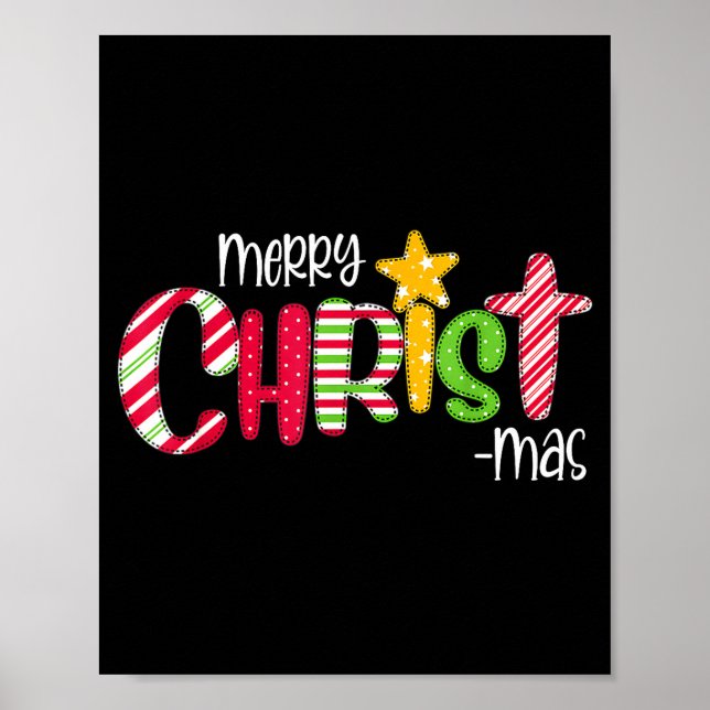 Poster Merry Christmas Candy Cane Christ Holiday Faith  (Frente)