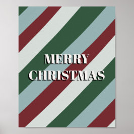 Poster Merry Christmas Candy Cane Strike Pattern
