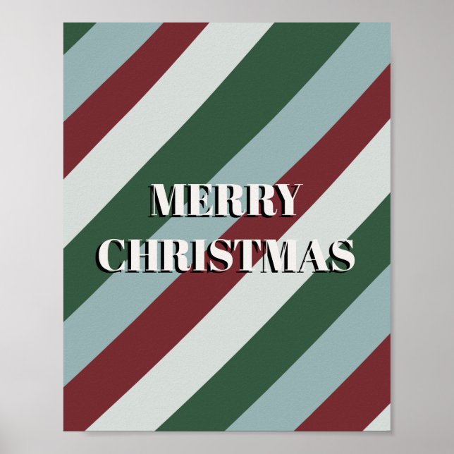 Poster Merry Christmas Candy Cane Strike Pattern (Frente)