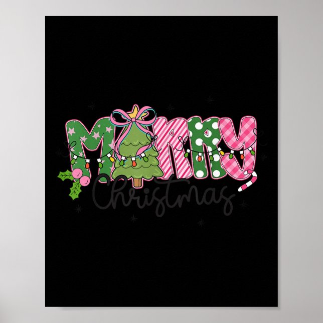 Poster Merry Christmas Coquette Bow Family Xmas Men Women (Frente)