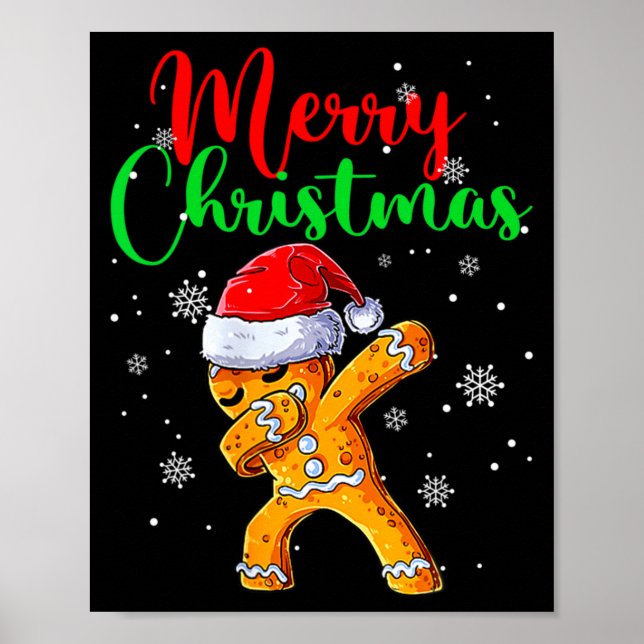Poster Merry Christmas Dab Gingerbread Xmas Christmas Coo (Frente)