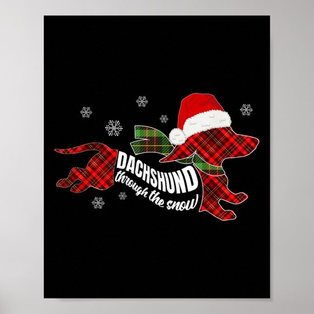 Poster Merry Christmas Dachshund Dog Through The Snow Pla (Frente)