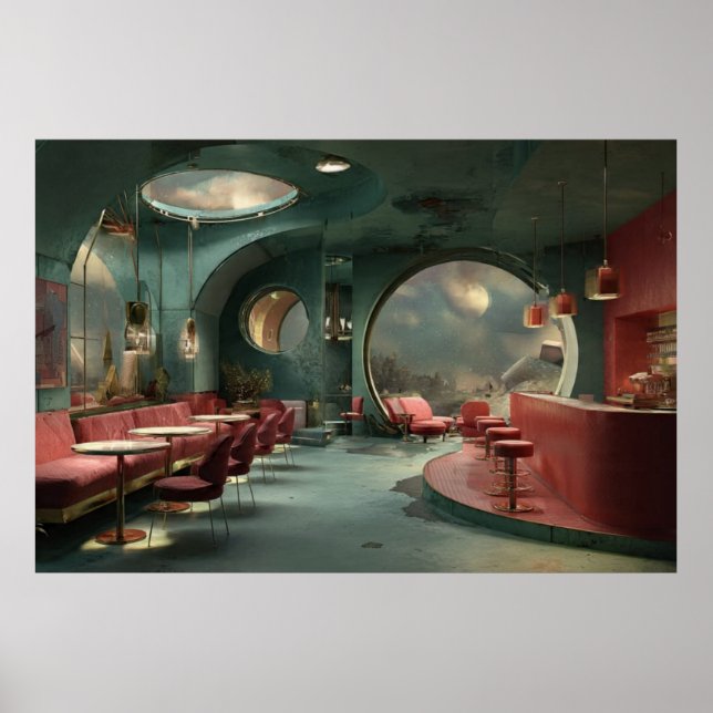 Poster Merry Christmas Decorated Room in Moon Shape | Fes (Frente)