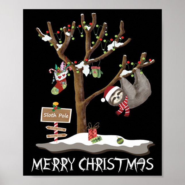 Poster MERRY CHRISTMAS, DO Feriado SLOTH POLE (Frente)