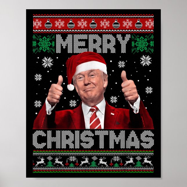 Poster Merry Christmas Donald Trump Santa Family Xmas Ugl (Frente)