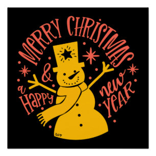 Pôster MERRY CHRISTMAS E FELIZ Natal RECENTE