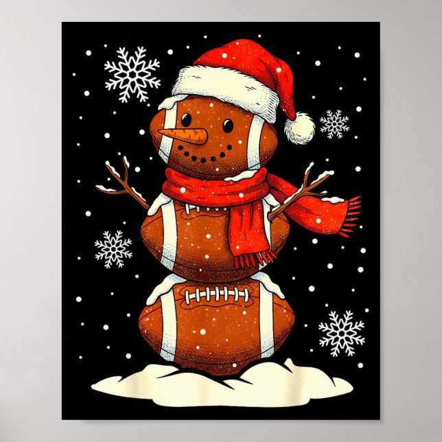 Poster Merry Christmas Football Snowman Holiday Srts Xmas (Frente)