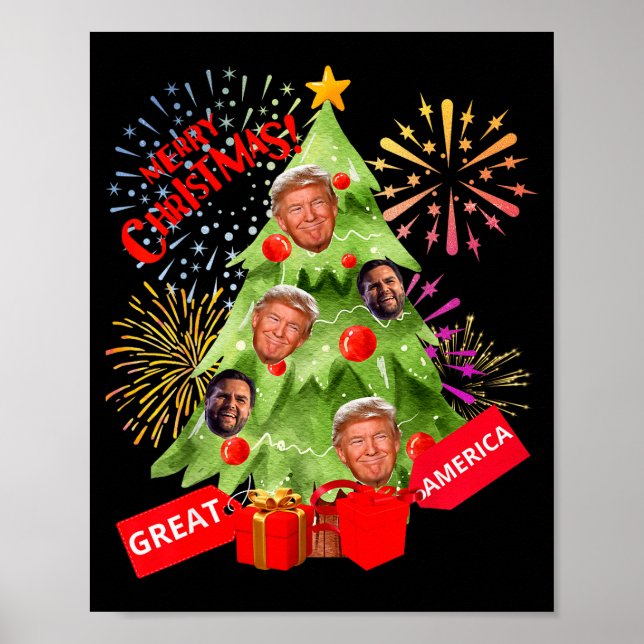 Poster Merry Christmas Funny Trump Great America Xmas Tre (Frente)