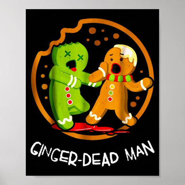 Poster Merry Christmas Ginger-dead Man Cookie Zombie Xmas (Frente)