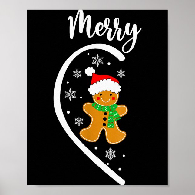 Poster Merry Christmas Gingerbread Couple Christmas Pajam (Frente)