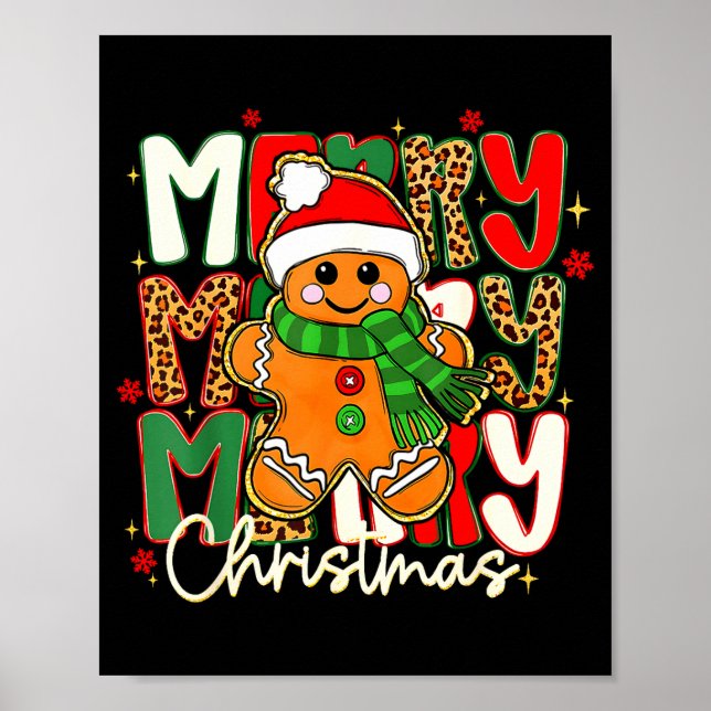 Poster Merry Christmas Gingerbread Xmas Coquette Tis The  (Frente)