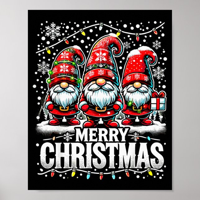 Poster Merry Christmas Gnome Funny Family Christmas  (Frente)