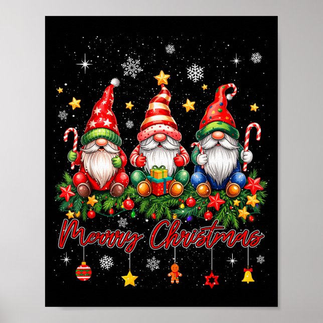 Poster Merry Christmas Gnomes Family Candy Cane Holiday X (Frente)